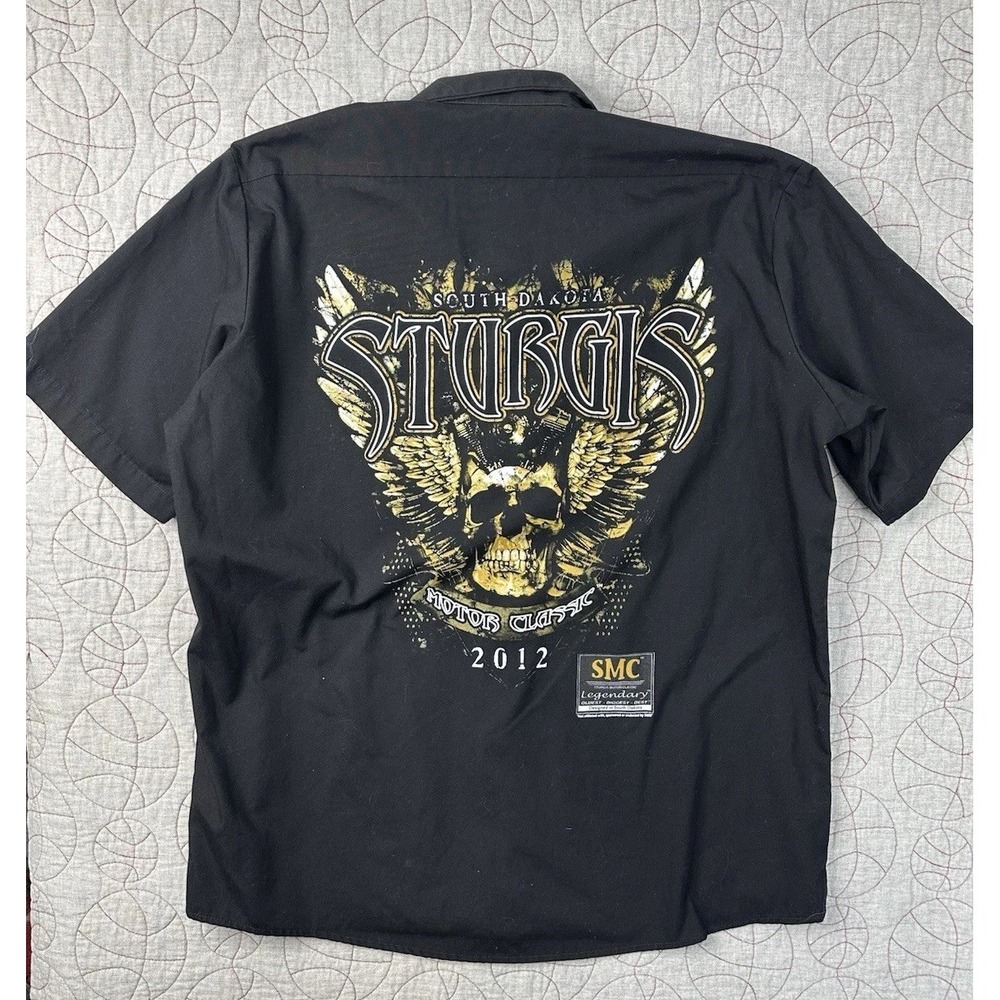 Dickies Button Up Black‎ Sturgis 2012 Motor Classic Graphic / Men's XL